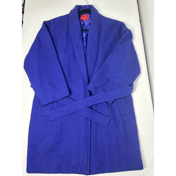 NARCISO RODRIGUEZ $130 Wool-Blend Cocoon Wrap Coat Cobalt Blue Sz M - Picture 5 of 10